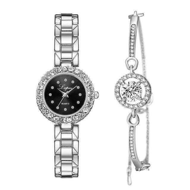 Watches-Set Bangle Clock Bracelet Wrist-Watch Quartz Women Fashion Ladies Brand Luxury - Mubimart