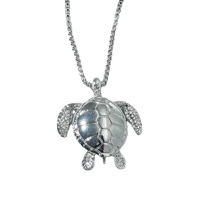 Silver Sea Turtle Men Necklace - Mubimart