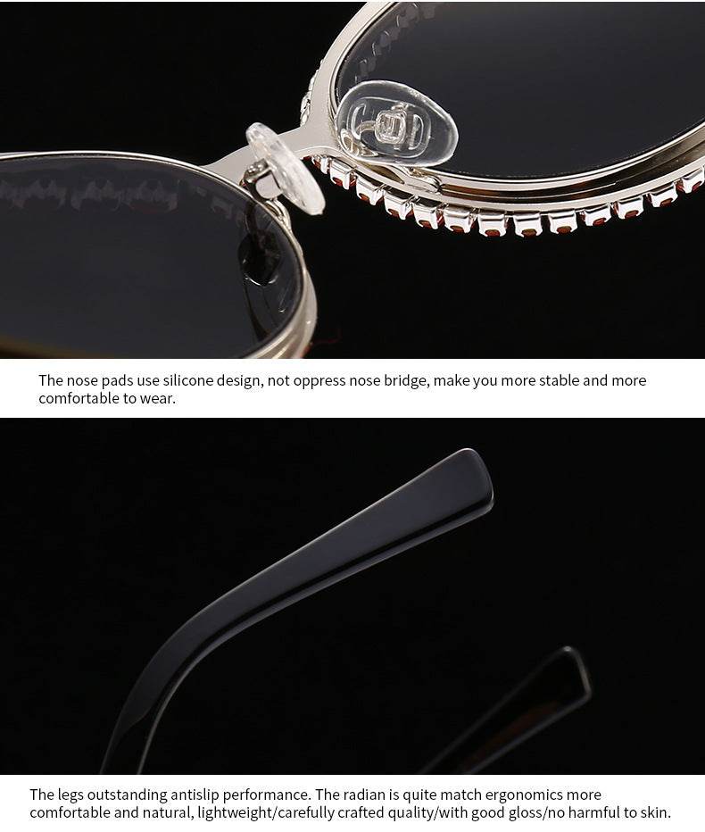 Fashionable Cat Eye Shaped Diamond Studded Sunglasses - Mubimart