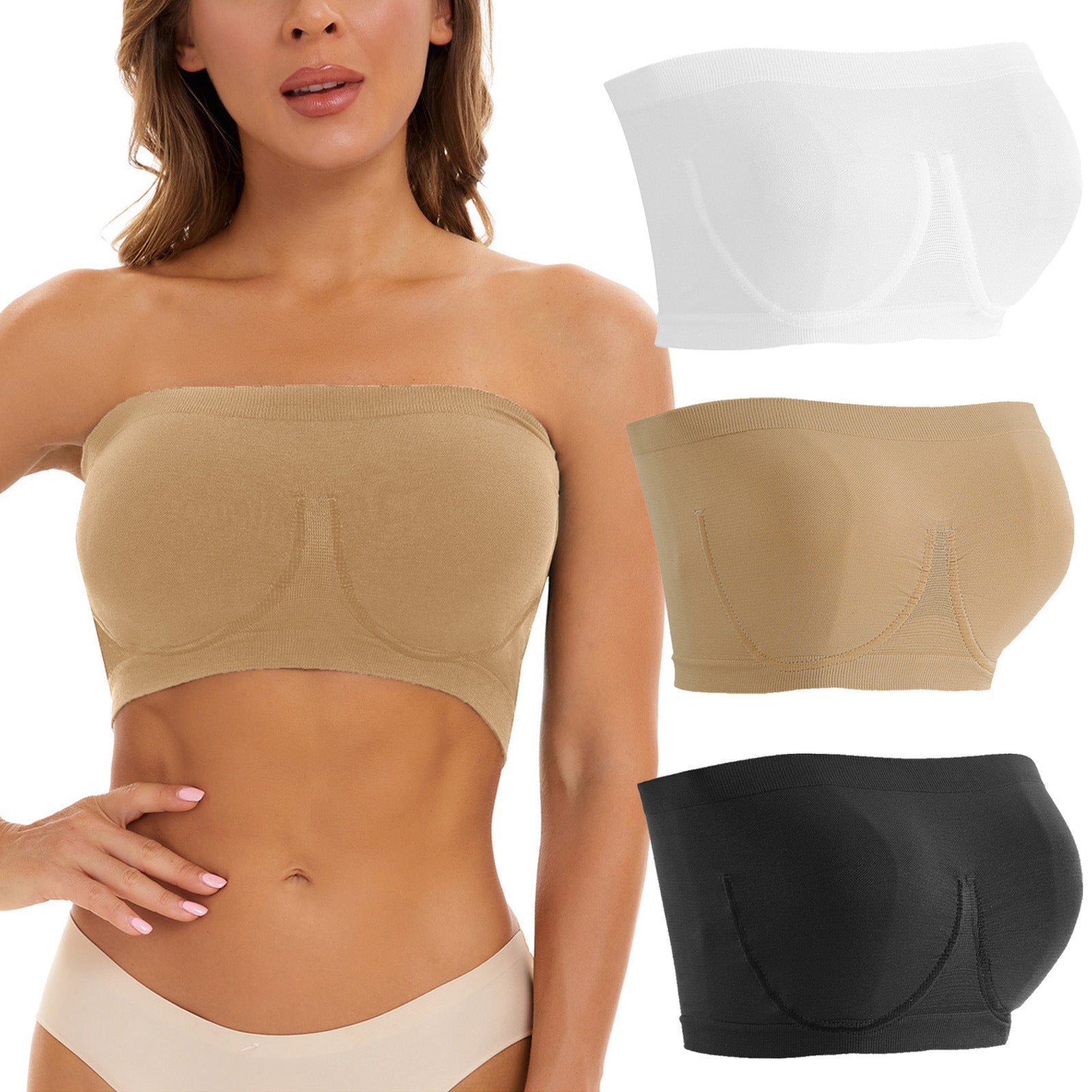 Plus Size Women's Seamless Bandeau Bra - Mubimart -  