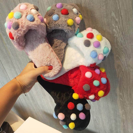 Cute Indoor Warm Plush Slippers Women - Mubimart