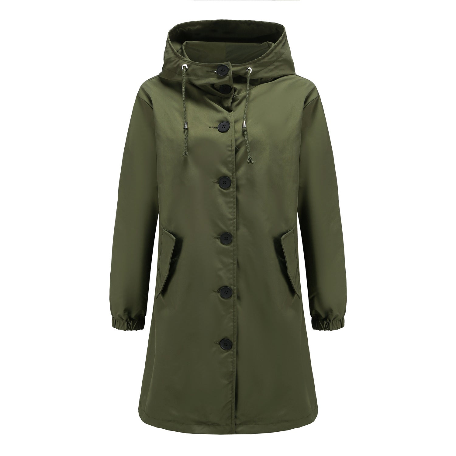 Anorak Damen Lässiger Langer Mantel Trenchcoat