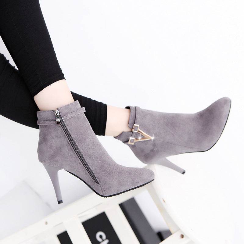British Martin boots new high heel women boots pure V word boots and bare boots woman - Mubimart