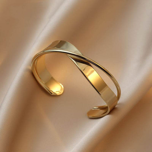 Geometric Cross Bangle Bracelet - Mubimart