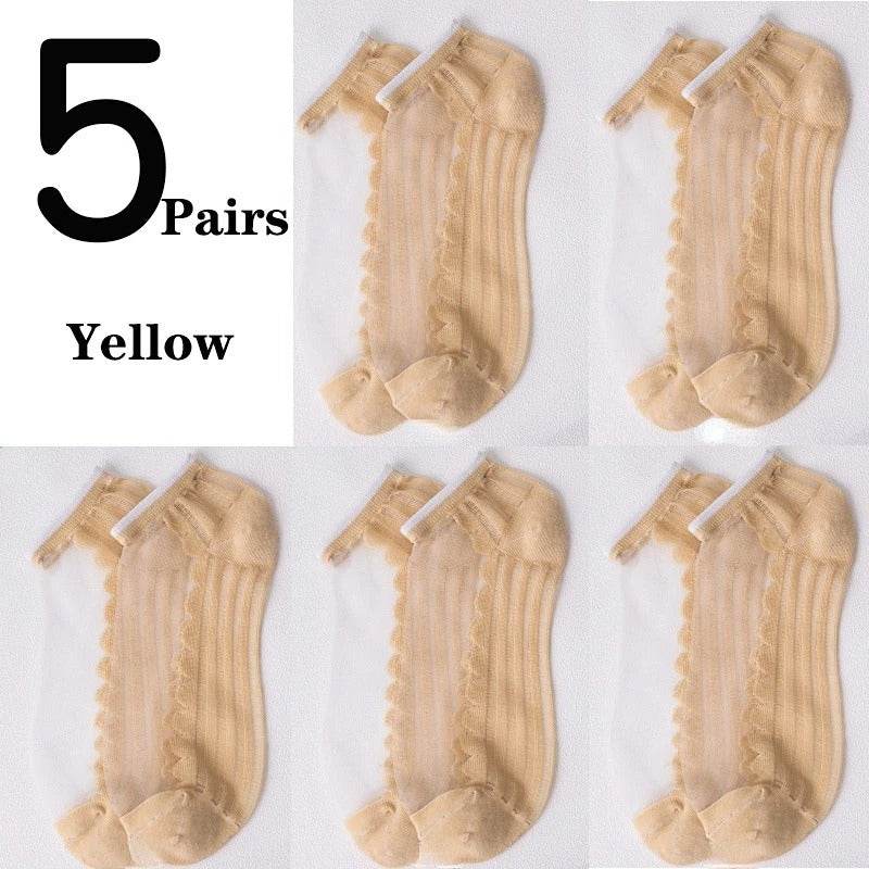 Women's Low-cut Liners Transparent Spun Glass Thin Socks - Mubimart
