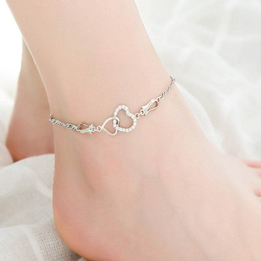 Bohemian Women's Ankle Bracelet Hollow Heart Shaped - Mubimart