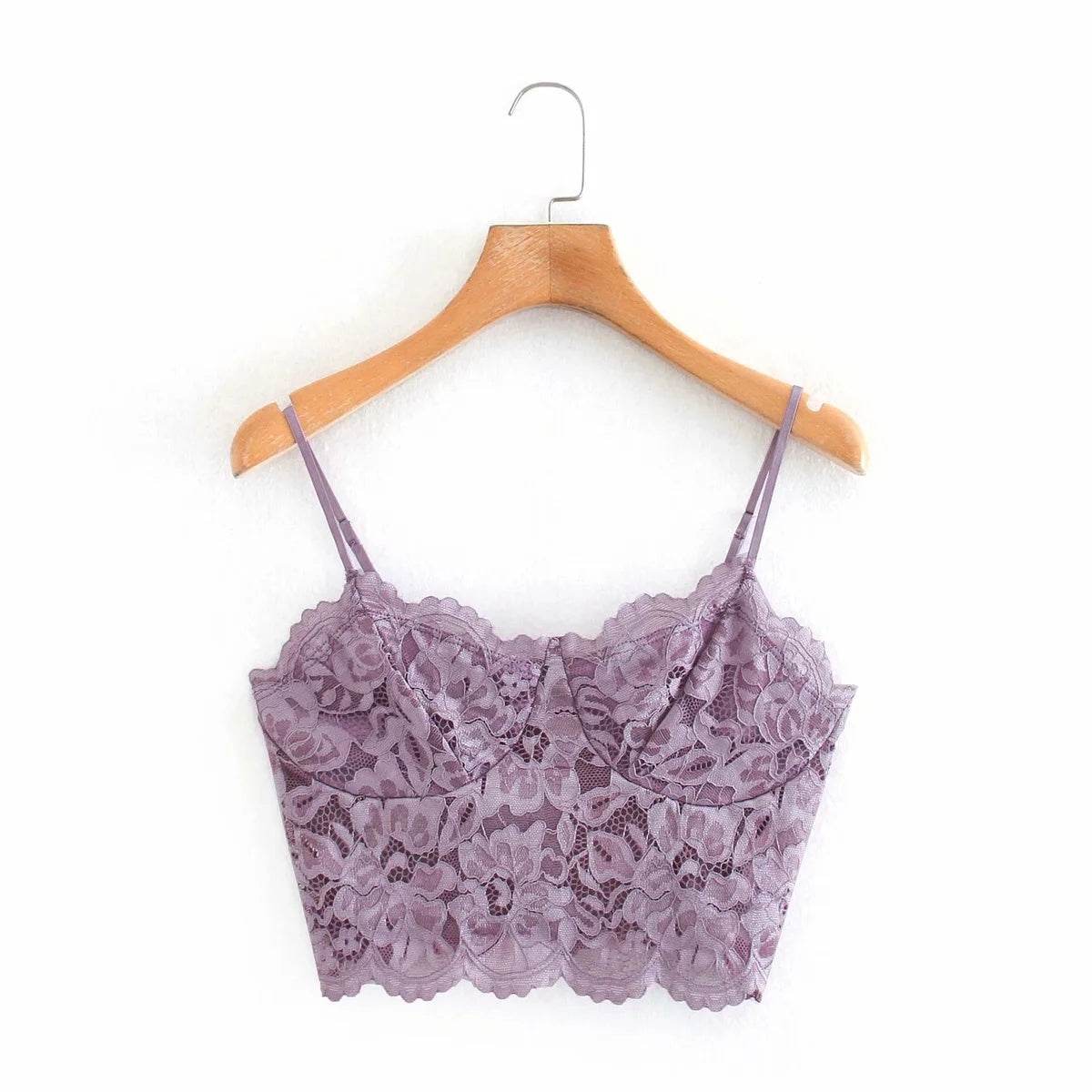 Lace underwear top with camisole - Mubimart