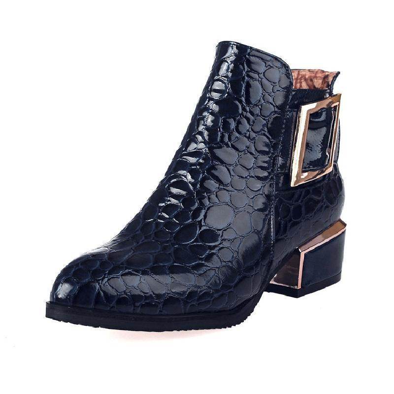 Patent leather block heel Martin boots - Mubimart