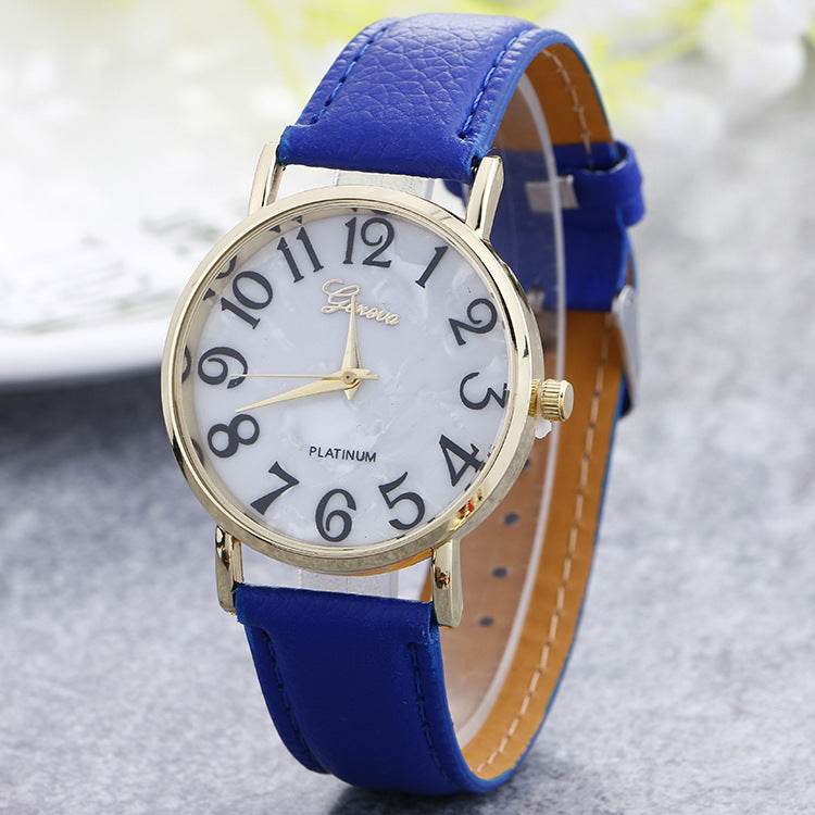 Marble Belt Watch Fashion Geneva Watch Shell Face Casual Watch For Men And Women - Mubimart