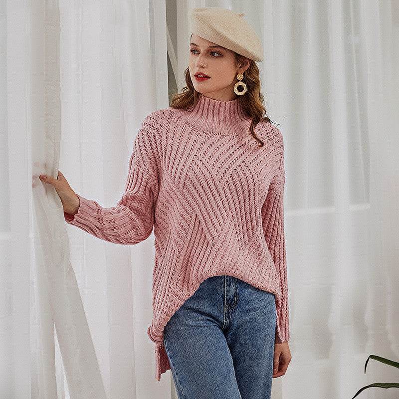 Turtleneck long sweater - Mubimart