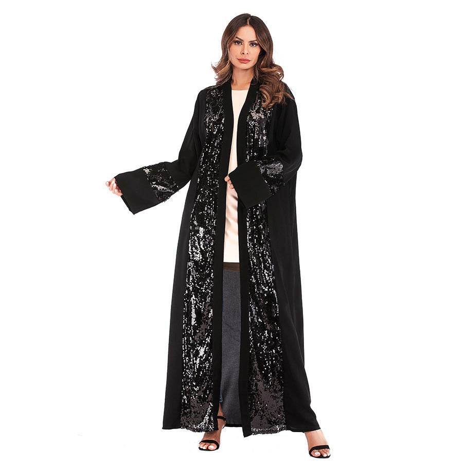 Sequin Patchwork Cardigan Robe For Women - Mubimart