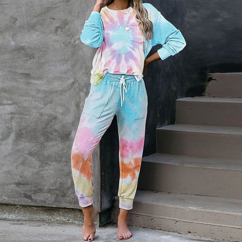 Long sleeve trousers pajama set - Mubimart