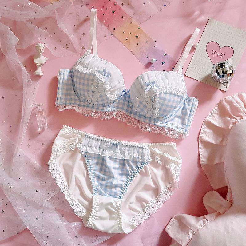 Underwired Thin Plus Size Up Bra Set - Mubimart