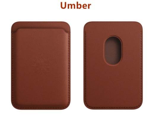 Magnetic Leather Card Holder Holder - Mubimart