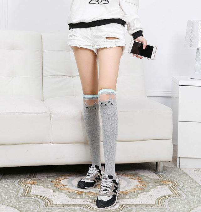 Cat Knee Socks - Mubimart -  