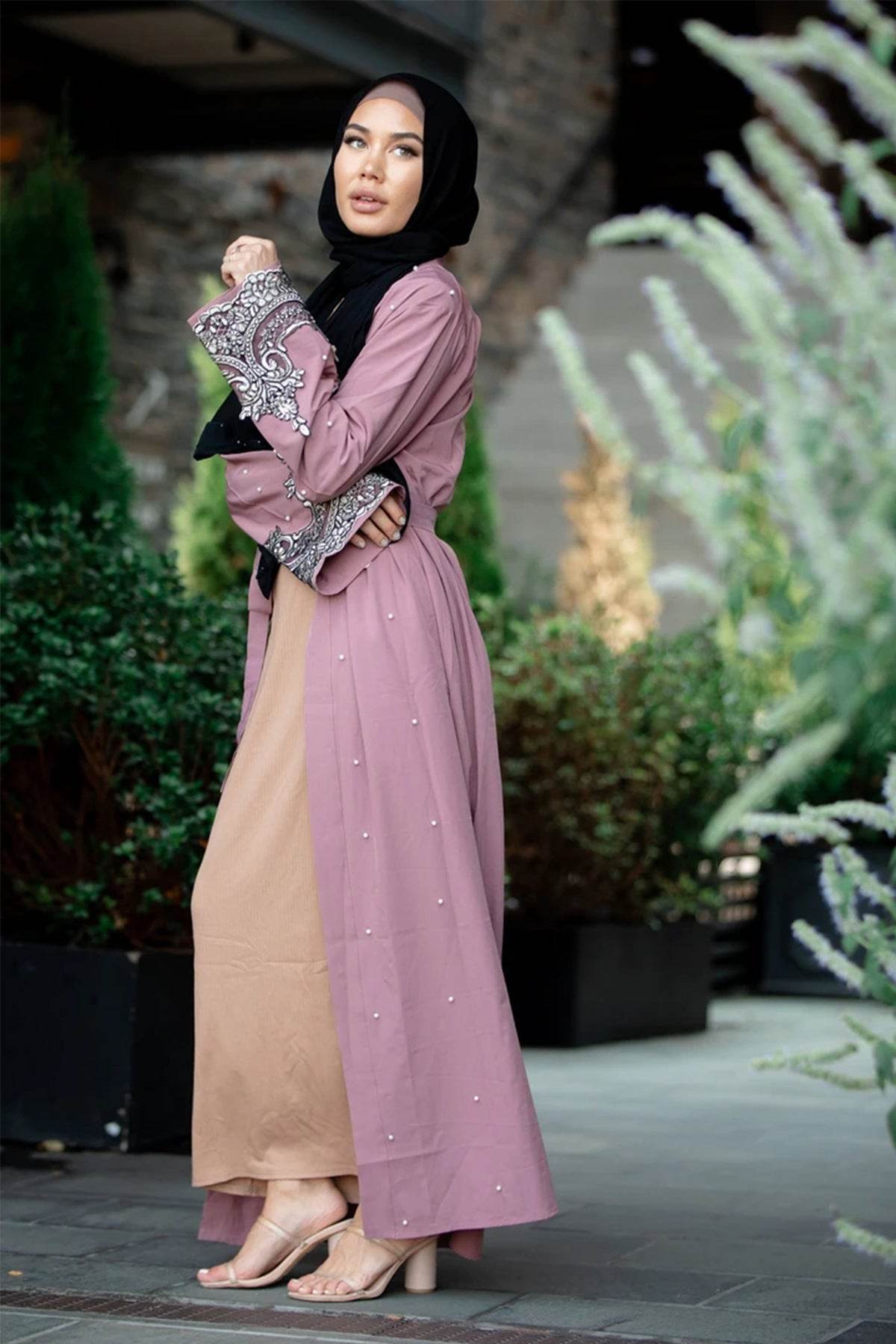 Long Sleeved Embroidered Beaded Robe For Women - Mubimart