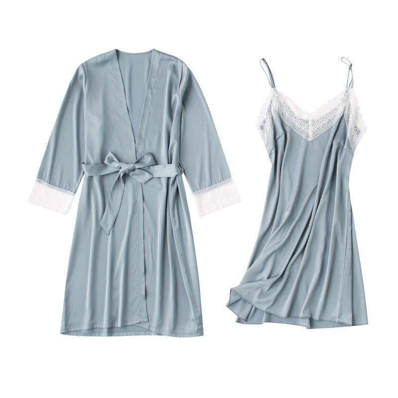 Ice silk strapless nightgown - Mubimart - Nightgown 