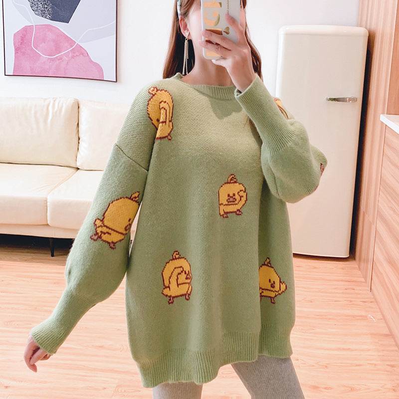 Sweater loose top mid-length outing maternity wear - Mubimart