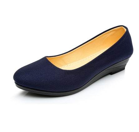 Cloth shoes wedge heel low heel work shoes soft bottom mother shoes - Mubimart