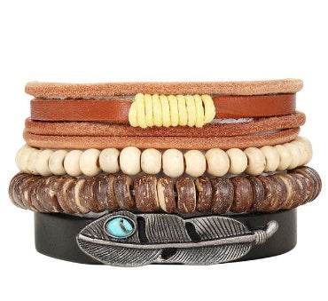 Fashion Beaded Leather Bracelets And Bracelets - Mubimart