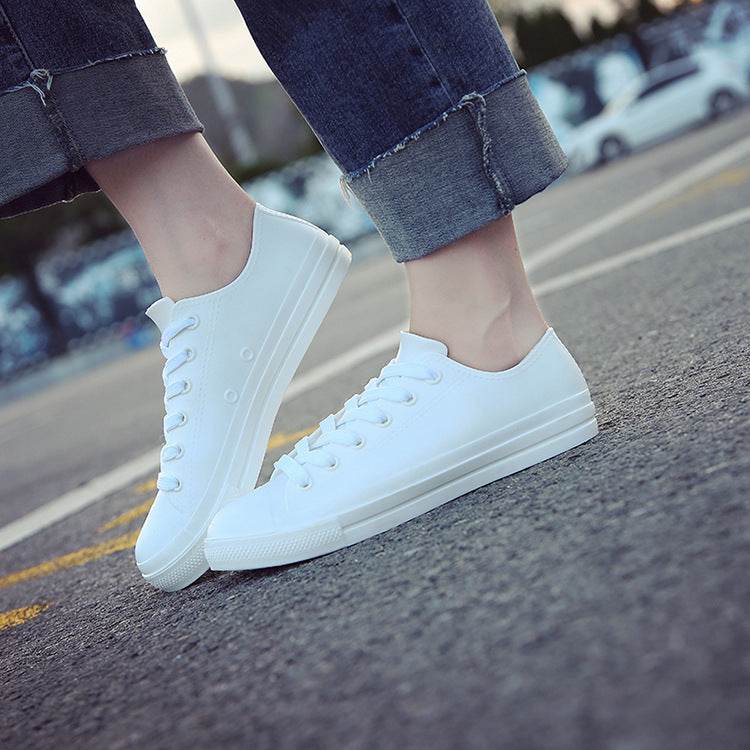 New Small White Shoes Women Low-Top Rain Boots Everyday Casual - Mubimart