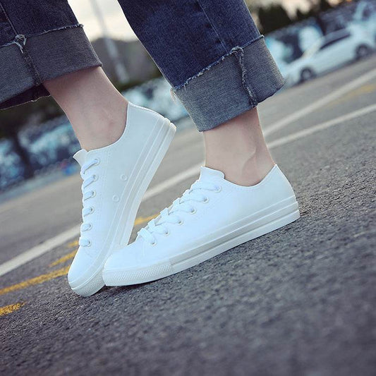 New Small White Shoes Women Low-Top Rain Boots Everyday Casual - Mubimart