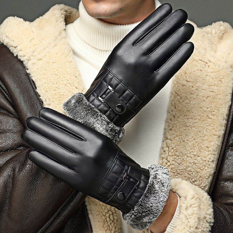 Leather Gloves Men's Waterproof Touch Screen - Mubimart
