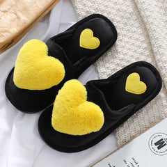 Cute Love Fluffy Slipper Home Slippers - Mubimart -  