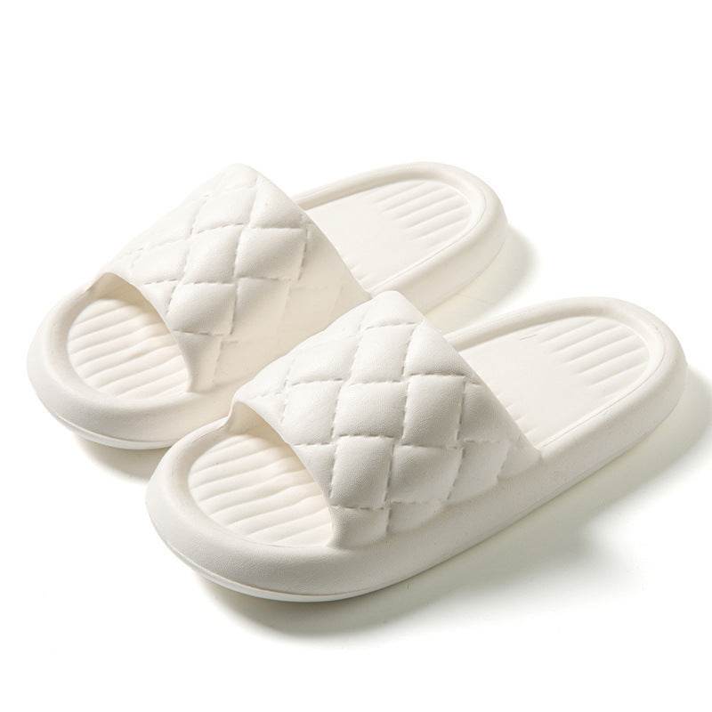 New Rhombus Home Slippers Summer Non-slip Floor Bathroom Slipper Lightweight Simple House Shoes For Women Men - Mubimart