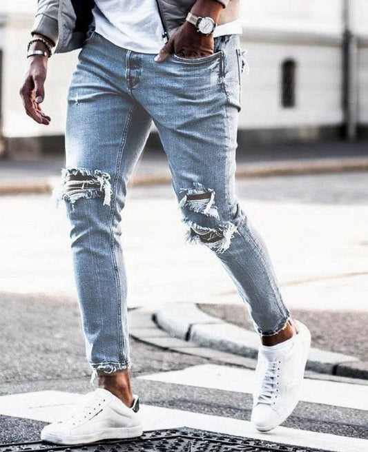 New Ripped Skinny Jeans mens Streetwear - Mubimart