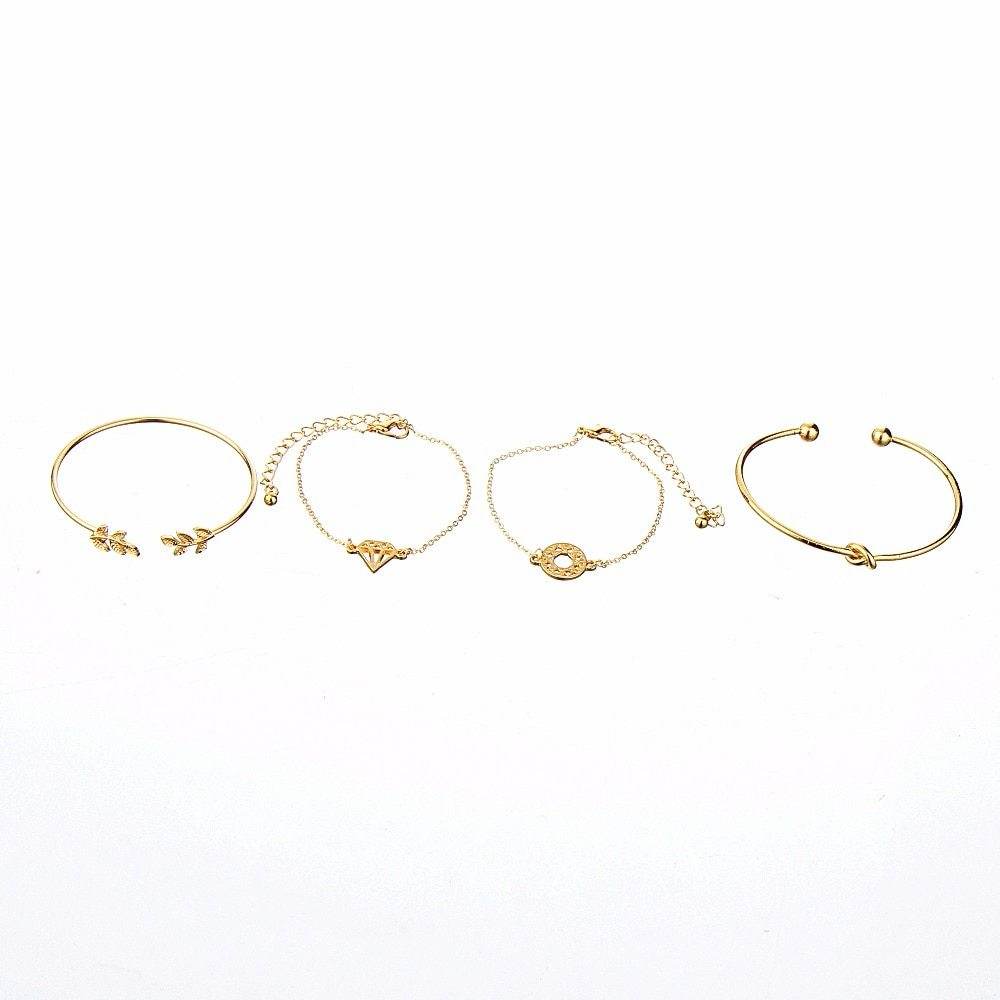 Tocona T Fashion Bohemia Leaf Knot Hand Cuff Link Chain Charm Bracelet Bangle For Women Gold Bracelets Femme Jewelry 6115 - Mubimart