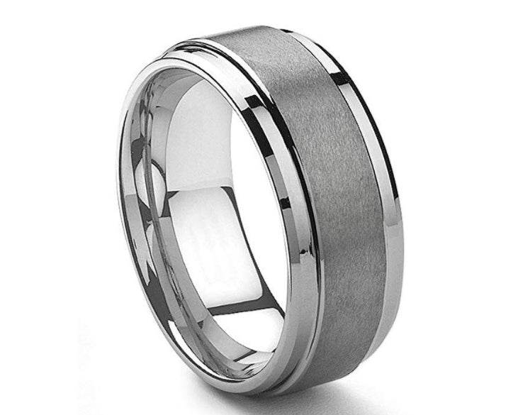 Brushed Silver Tungsten Ring - Mubimart
