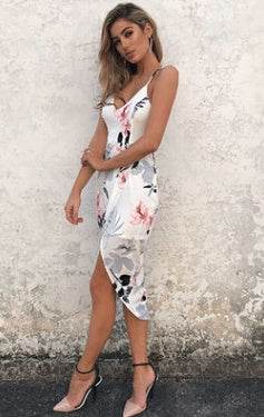 Printing Skinny Slip Dress - Mubimart