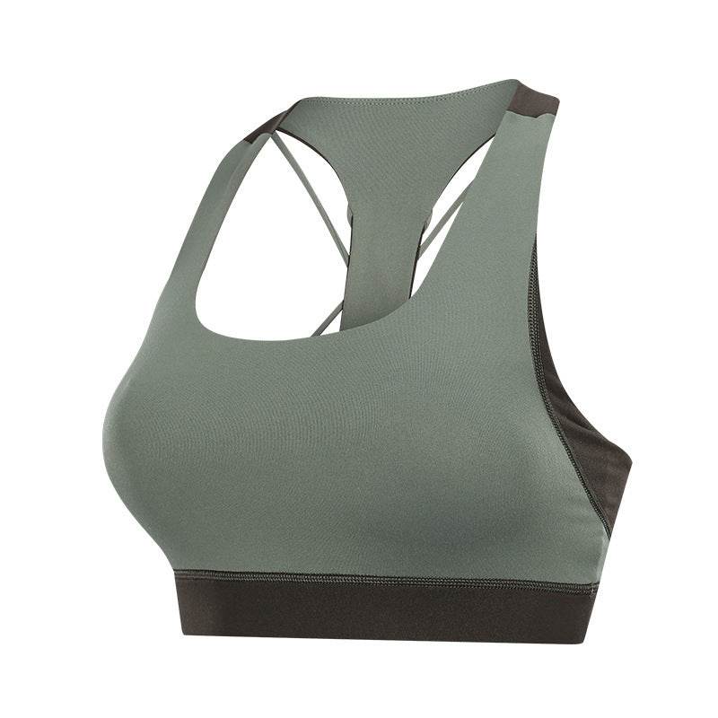 Contrast-panel sports bra - Mubimart