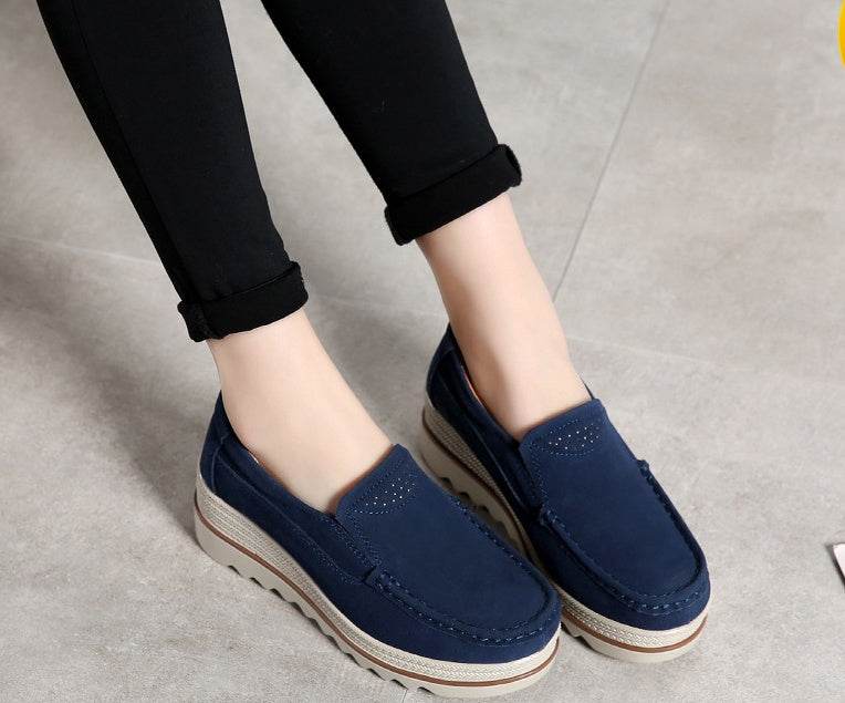 Womens Breathable Suede Slip On Sneakers - Mubimart
