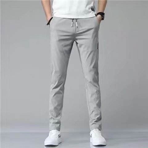 Drawstring Trousers Thin Casual Pants Korean Version Loose Straight Sweatpants Mens Clothing - Mubimart