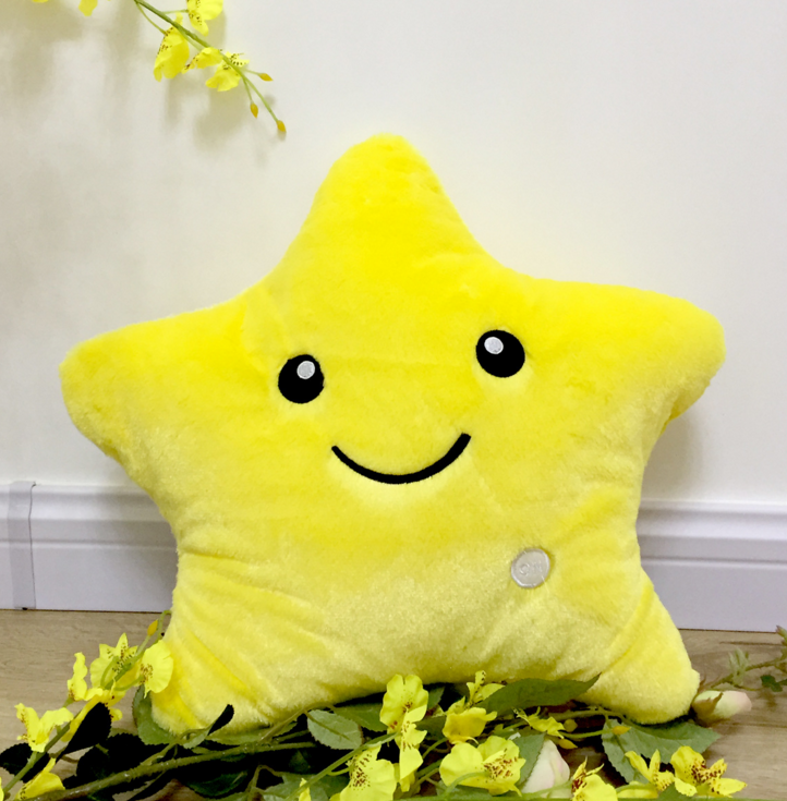 34CM Unique Toy Luminous Pillow Vivid Star Design LED Light Colorful Cushion Stars Plush Pillow Toys Gift For Kids Children Girl - Mubimart -  