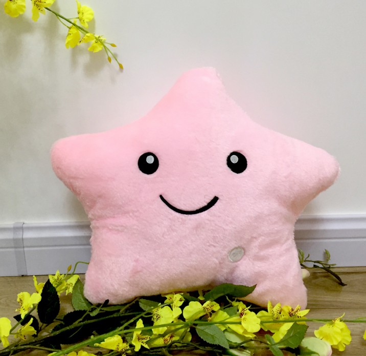 34CM Unique Toy Luminous Pillow Vivid Star Design LED Light Colorful Cushion Stars Plush Pillow Toys Gift For Kids Children Girl - Mubimart -  