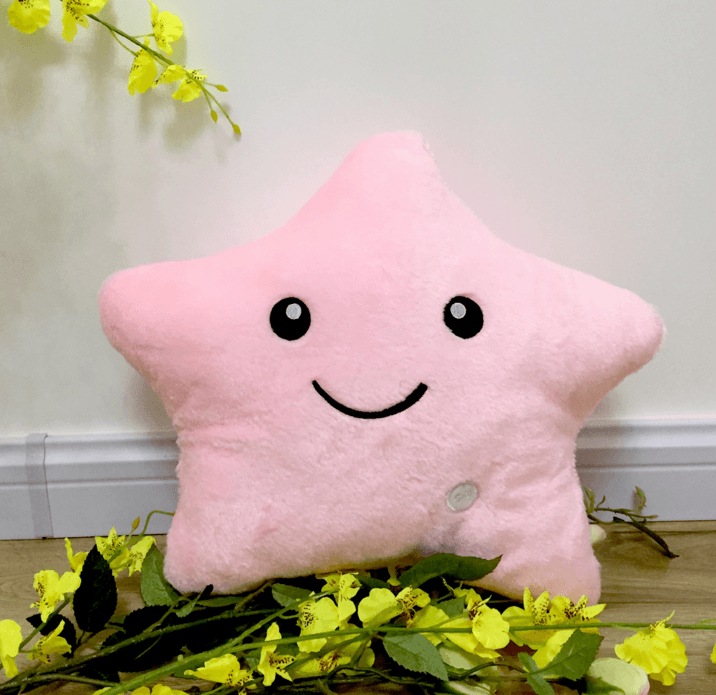 34CM Unique Toy Luminous Pillow Vivid Star Design LED Light Colorful Cushion Stars Plush Pillow Toys Gift For Kids Children Girl - Mubimart