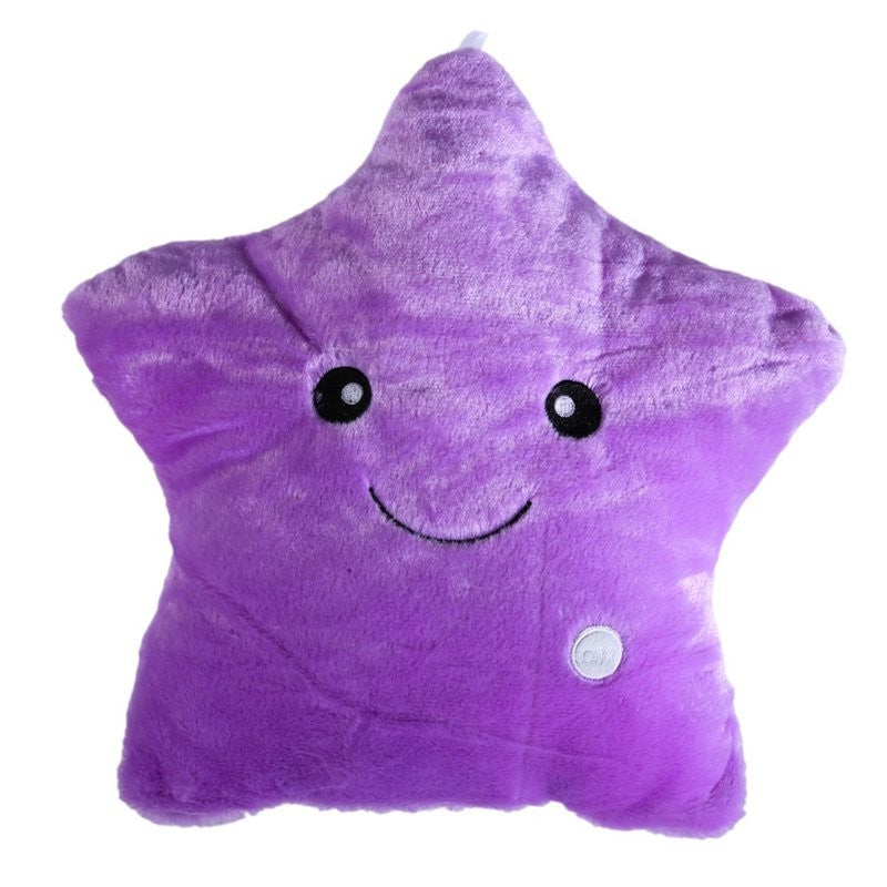 34CM Unique Toy Luminous Pillow Vivid Star Design LED Light Colorful Cushion Stars Plush Pillow Toys Gift For Kids Children Girl - Mubimart -  