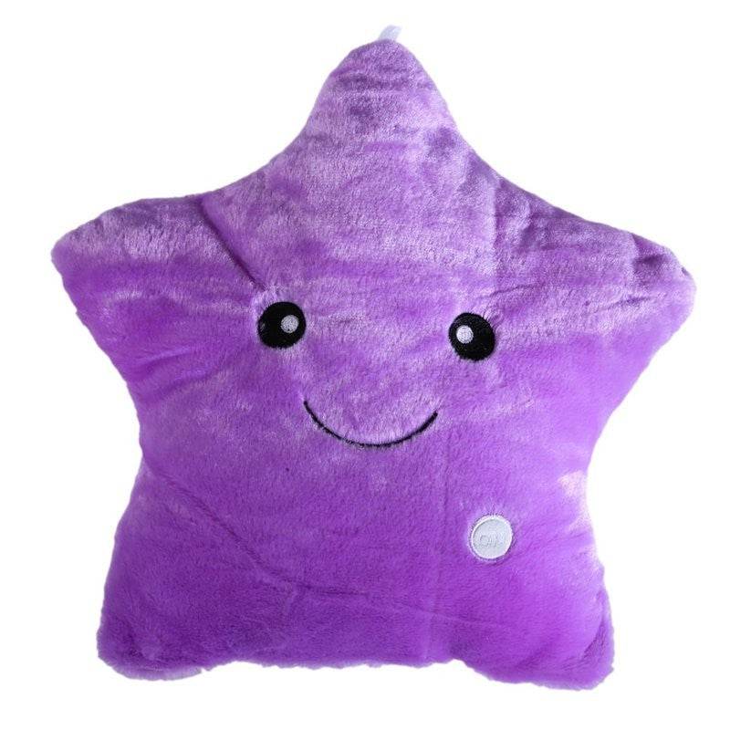34CM Unique Toy Luminous Pillow Vivid Star Design LED Light Colorful Cushion Stars Plush Pillow Toys Gift For Kids Children Girl - Mubimart
