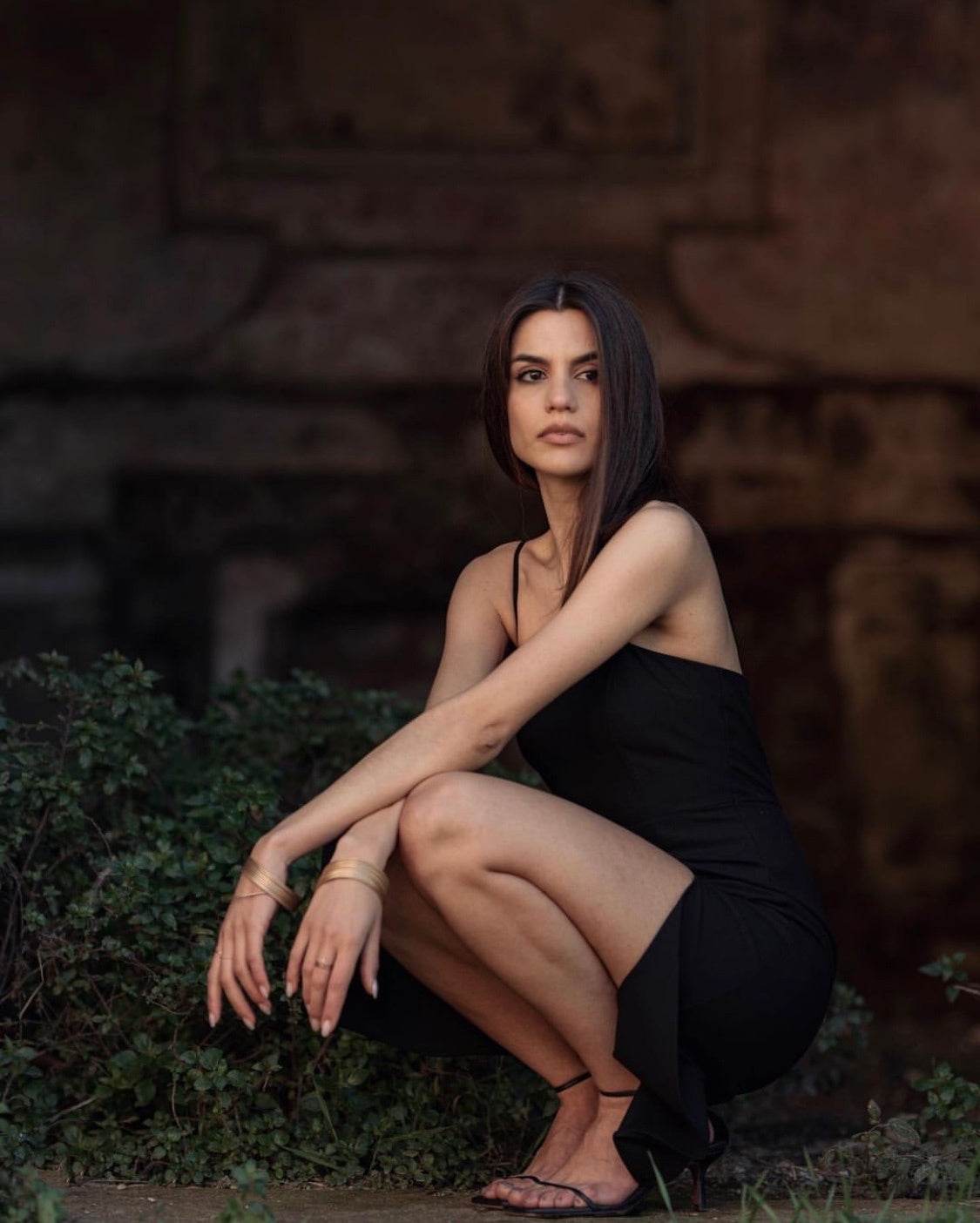 Slim Fit Black Slip Dress Midi - Mubimart