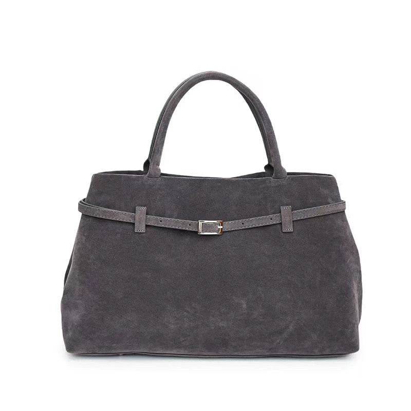 2025 Hot Sale Decorative Design Solid Faux Suede Handbag Large Capacity Casual Tote Bags For Women Tote Design Portable Shoulder Bag - Mubimart