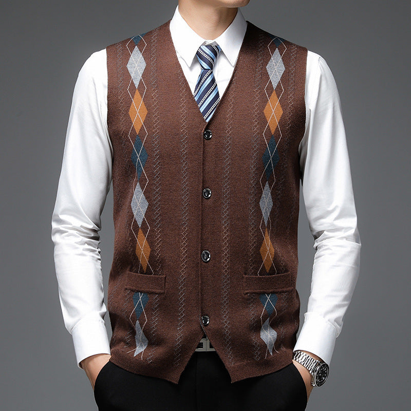 Men's Casual Buckle Knitted Sweater Vest