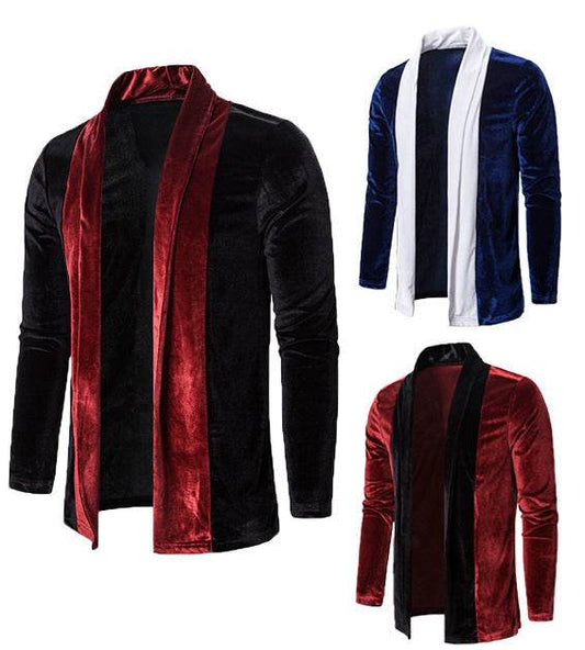 Ouma Mens Placket Hit Color Personality Jacket Cardigan Jacket - Mubimart