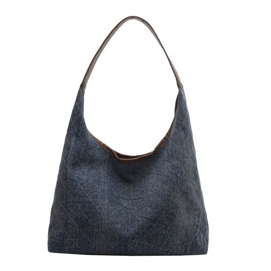 Denim Canvas Bucket Bag Fashion Large Capacity Shoulder Bags For Women Tote Handbag Female Shopping Bags - Mubimart