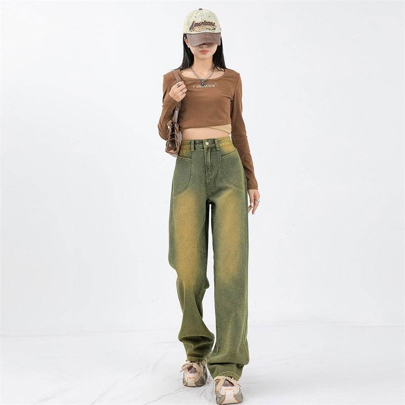 Fashion Washed Wide-leg Jeans For Women - Mubimart