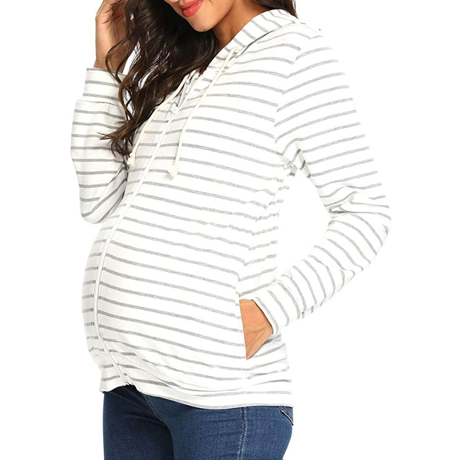 European And American New Fashion Striped Maternity Sweater - Mubimart