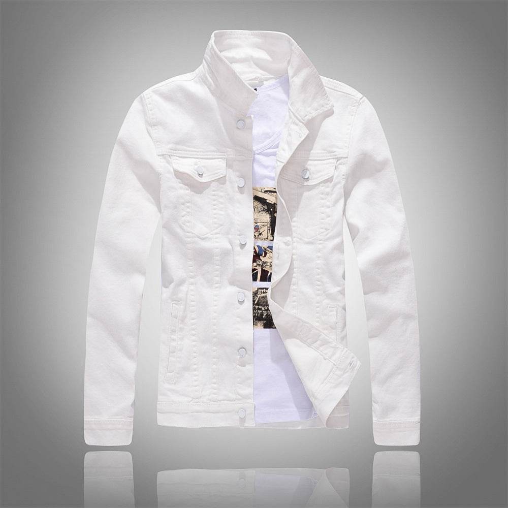 Denim jacket men's gray washed denim jacket - Mubimart
