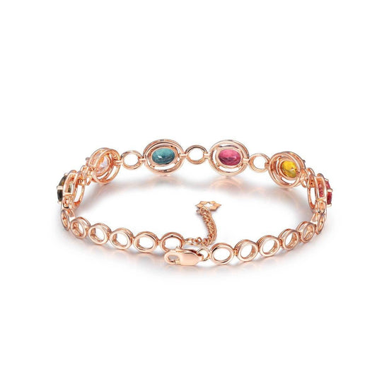 Rose Gold Simulation Tourmaline Colored Gemstone Bracelet Female Bracelet - Mubimart